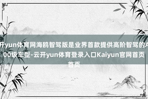 开yun体育网海鸥智驾版是业界首款提供高阶智驾的A00级车型-云开yun体育登录入口Kaiyun官网首页