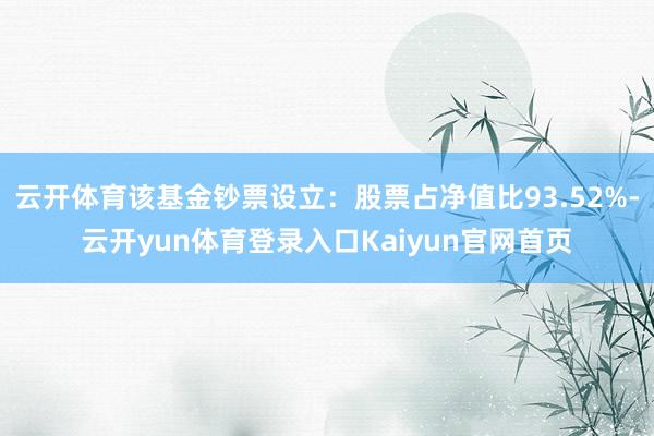 云开体育该基金钞票设立：股票占净值比93.52%-云开yun体育登录入口Kaiyun官网首页