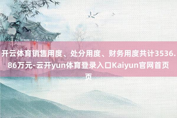 开云体育销售用度、处分用度、财务用度共计3536.86万元-云开yun体育登录入口Kaiyun官网首页