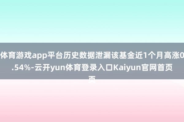体育游戏app平台历史数据泄漏该基金近1个月高涨0.54%-云开yun体育登录入口Kaiyun官网首页
